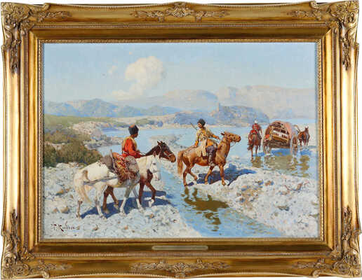 Рубо Франц Алексеевич. Кавказский мотив. Переправа через реку